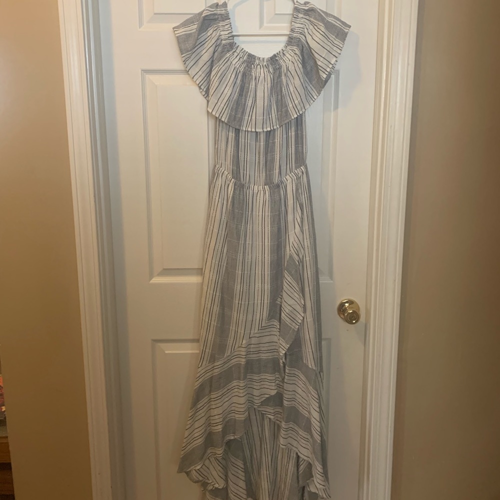 Express White Maxi Dress with Navy Stripes